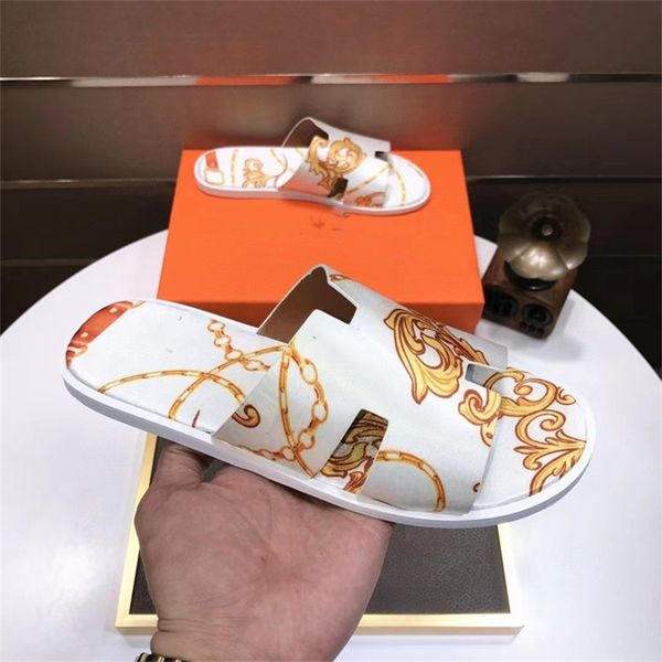 

52% off 2022 summer new slippers high end family net red graffiti print personalized sandals men wear fashionable leather fashion flip flops, Black