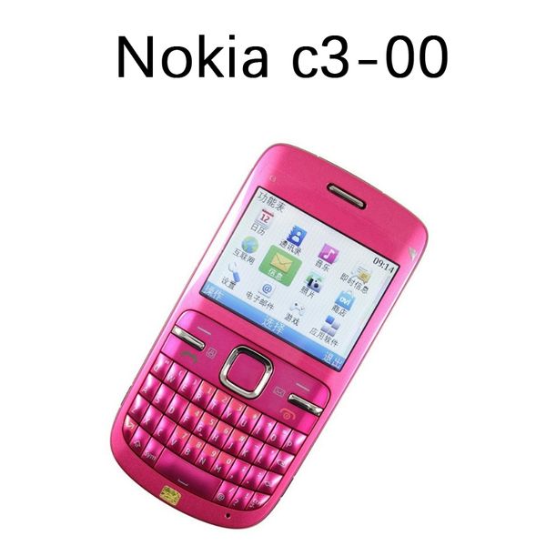 Telefones celulares reformados originais Nokia C3-00 2,4 polegadas Câmera de 2MP Bluetooth FM Radio 2G GSM Smart Phone
