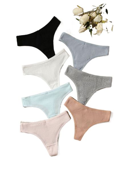 

7pack plain panty set h6ze#, Black;red