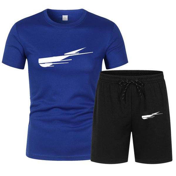 

mens tracksuits sportswear short sleeve set summer new short sleeves t-shirt beach shorts printed running fashion two-piece sets, Gray