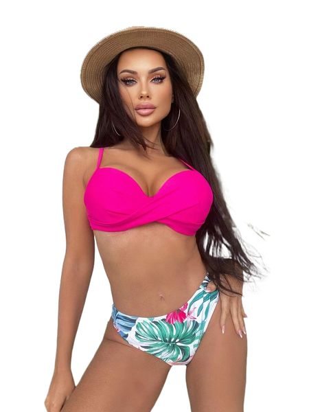 

tropical print push up bikini swimsuit g8mi#, White;black