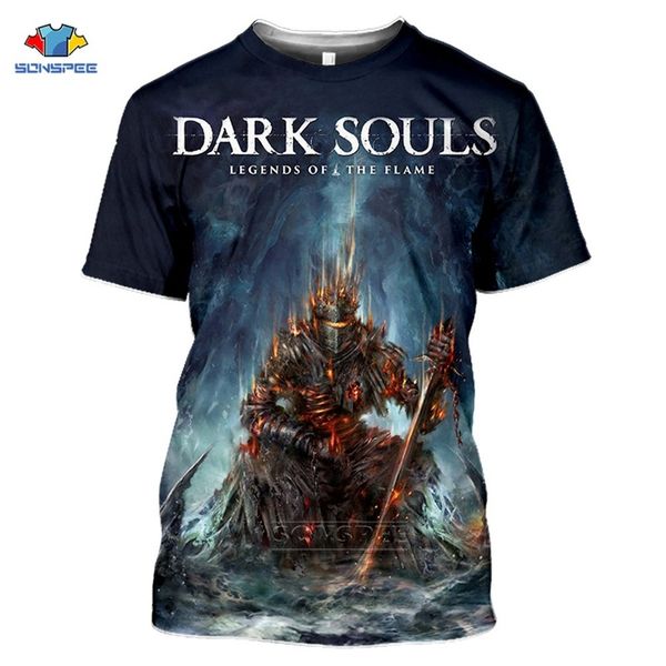

sonspee summer fashion men dark souls t-shirts 3d print hip hop game t shirt women casual streetwear cool sport tees 220421, White;black