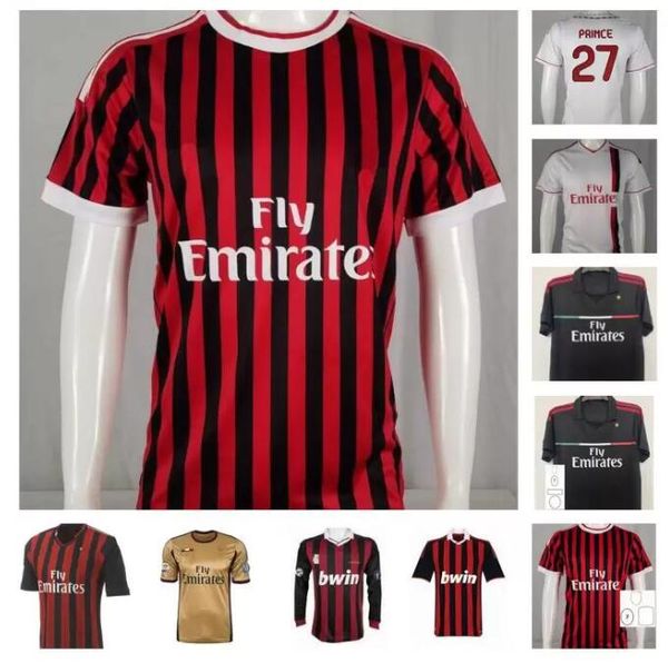 

ac milans 2009 2010 2011 2012 2013 2014 retro soccer jersey 09 10 11 12 13 14 ronaldinho beckham maldini pato seedorf inzaghi ibrahimovic pi, Black