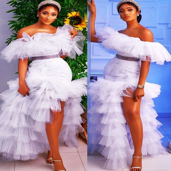 

2022 plus size arabic aso ebi mermaid white prom dresses high split evening formal party second reception birthday engagement bridesmaid gow, Black