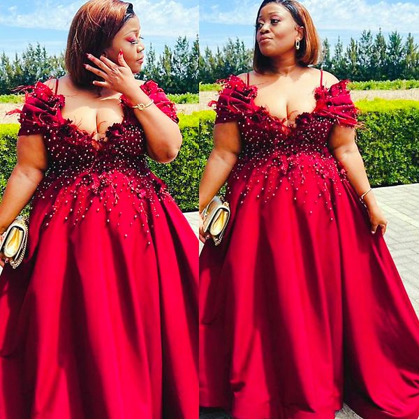 

2022 plus size arabic aso ebi burgundy lace beaded prom dresses spaghetti a-line evening formal party second reception birthday engagement g, Black