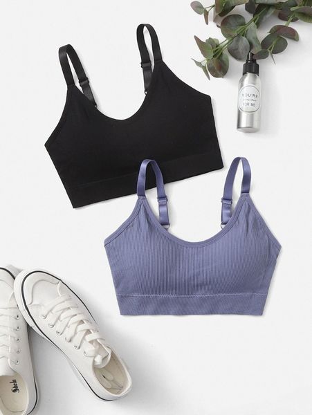 

2pcs solid seamless sports bra l2pm#, Gray