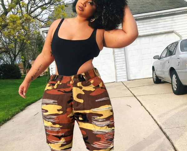 

denim shorts women's summer high waisted stretch pants camo shorts 01, Black;red