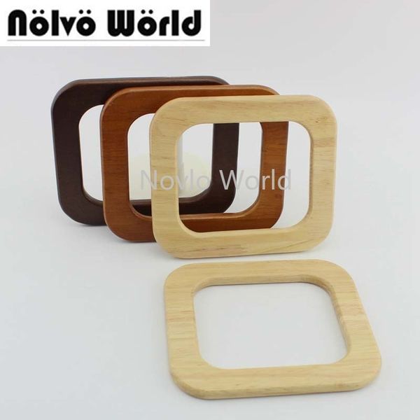 

4-10 pieces,4 colors 15*13cm solid wood square shaped handles for bags,wooden purse hand bag handles 220505, Black