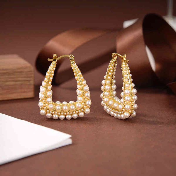 

new pearl earrings female red s925 silver needle exclusive sale_801h, Golden