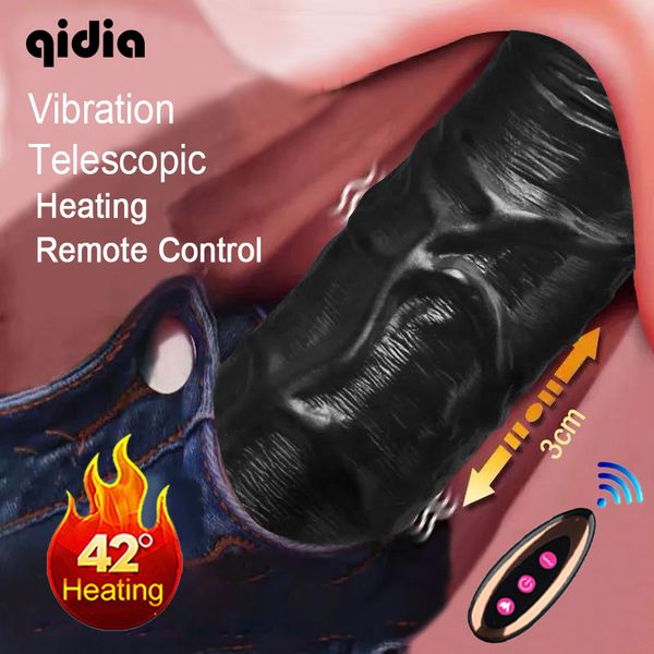 Schwarze Dildo-Vibratoren für Frauen, Heizung, stoßende Schaukel, Silikon-Saugnapf, vibrierender realistischer Penis, sexy Spielzeug für Erwachsene