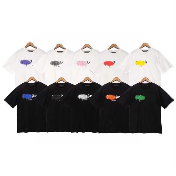 

2022 high end cotton short sleeved t shirt loose men s and women s summer tide brand online celebrity stitching student couple half sleeves, White