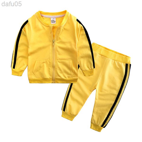 

fashion children baby boy girls sports clothing set toddler baby girl boy autumn spring striped casual sweaters pants suit 2 pcs outfit l220, White