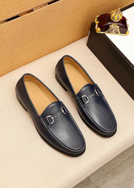

2022 mens fashion genuine leather party wedding dress shoes formal business oxfords men slip on brand designer flats size 39-45, Black
