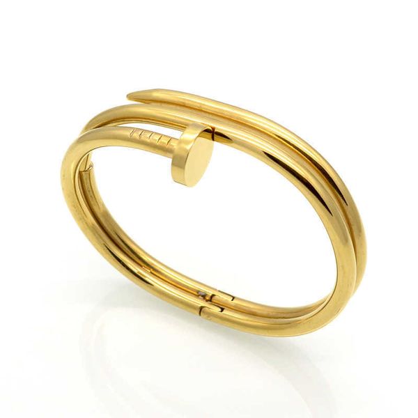 

new double-layer titanium steel men and women couple nail bracelet fashion stainless jewelry bracelet, Black