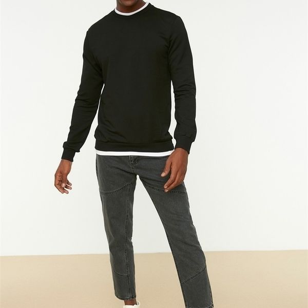 

trendyol male basic regular fit sweatshirt tmnaw22sw0658 220406, Black
