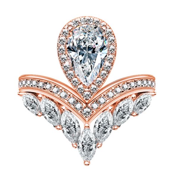 Anéis de prata Moissanite Diamonds Crown Anniversary Ring for Women Gifts Wholesale