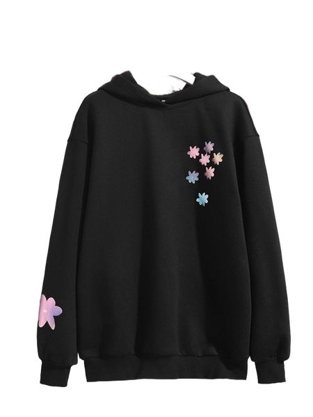 

x blandkimchi drop shoulder star pattern hoodie k4fr#, Black