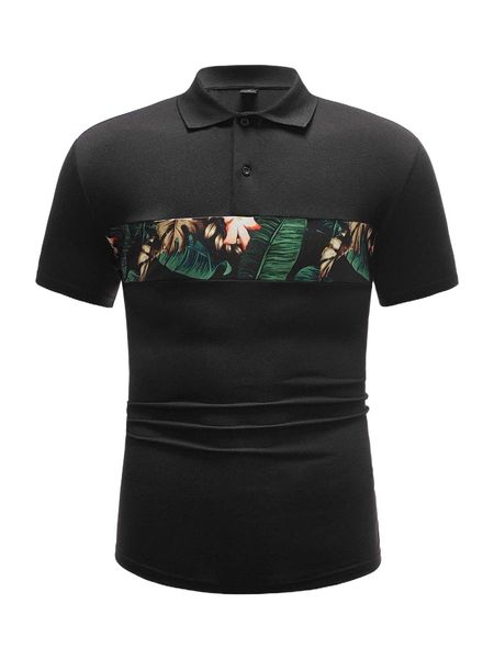 

men contrast tropical polo shirt k4k9#, White;black