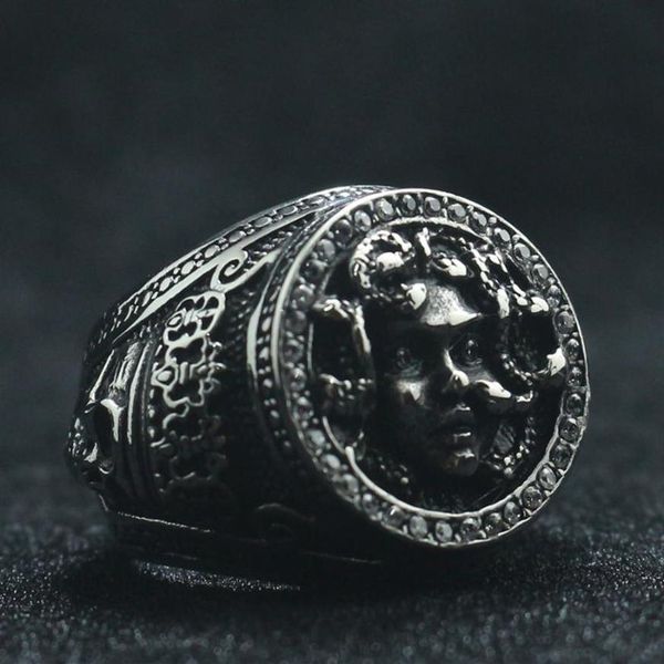 

cluster rings 316l stainless steel cool clean stone king skull medusa est ring268a, Golden;silver