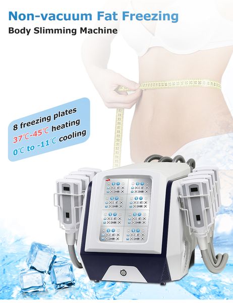 La più recente crioterapia 8 Ice Cryo Pad Scultura criolipolisi Fat Freezing Body Sculpting Cryo macchina dimagrante con 8 maniglie attrezzature sottili