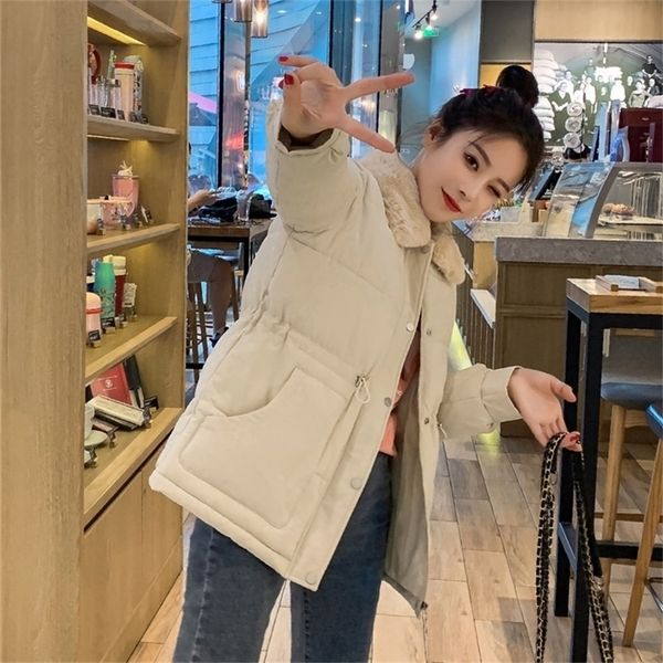 

womens short thicken korean loose cotton coat student bread y201012, Black