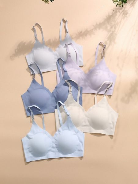 

5pack plain simple bra q8u8#, Black;red