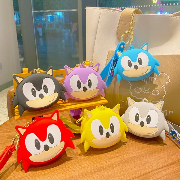 

party favor sonic cartoon silicone coin purse school bags pendant doll key chain bag pendant car keychain boy girl birthday gifts