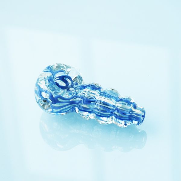 Glaspfeifen Blue Conch Cute Tobacco Hand Heady Glass Bubbler Rauchpfeife Pyrex Wasserbongs Ölbrenner Nageldick 3,5 Zoll Trockenkräuterschale Sammlung Rauchergeschenk