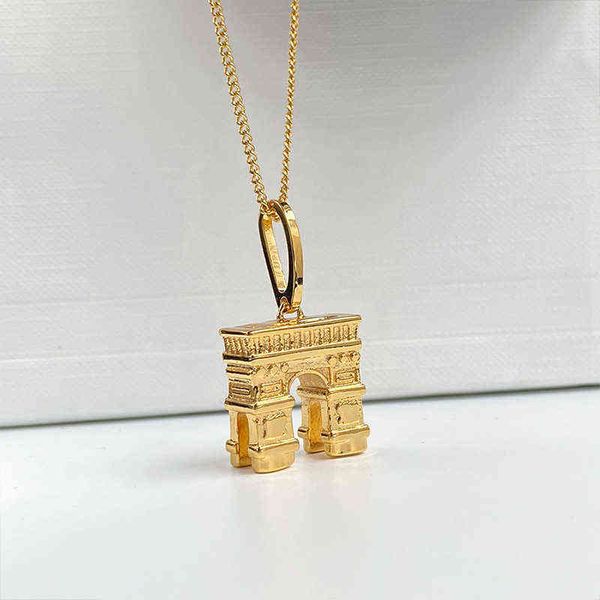 

relief designer three-dimensional arc de triomphe pendant female celi cool breeze celebrity high-end temperament light luxury necklace, Black