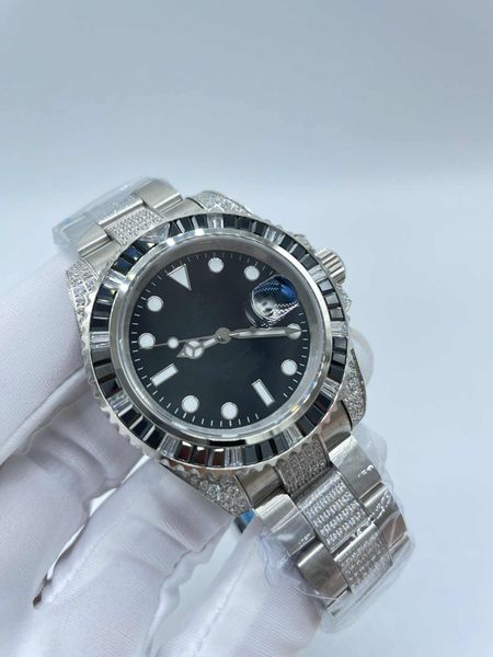

2022 fashion men's watches automatic stainless steel strap 2813 movement mechanial wristwatches 40mm black diamond bezel man watch spor, Slivery;brown