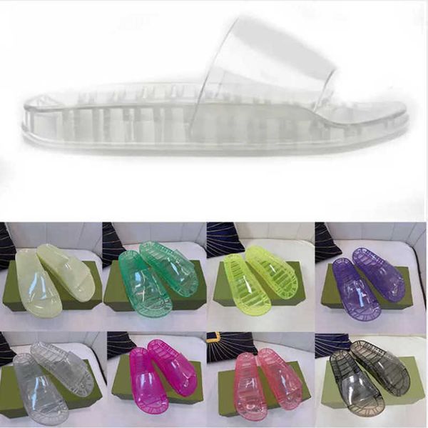 

2022 g cci summer mens women slides jelly slippers sandals transparent clear pvc slipper retro open toe flats mule summer flat jellys luxury, Black