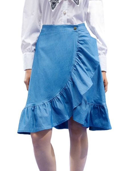 

x reveligion ruffle trim wrap skirt p1ug#, Black