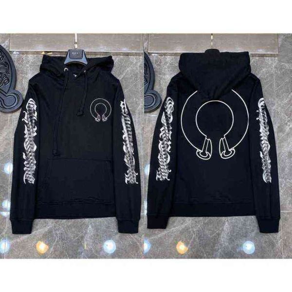 

mens classic fashion ch sweatshirts zipper hoodies designer letter horseshoe sanskrit cross print pullover hooded sweater woman loose jackts, Black