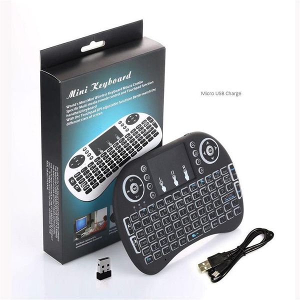 Mini RII Keyboard sem fio i8 2 4G Inglês Air Mouse Teclado Remote Control Touchpad Para Smart Android TV Box Notebook Tablet PC238f