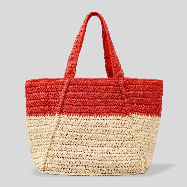 

summer contrast straw ladies handbag bohemia shopping woven tote bag for womens designer casual beach shoulder bags woman 2022