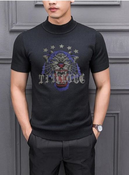 

men's sweaters designer men clothing short sleeve knitted pullover, White;black