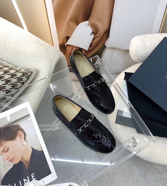 

spring 2022 new round-toe slippers women wear elegant fashion leather versatility35-39, Black