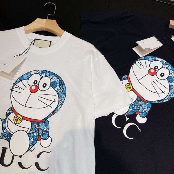 

men's and women's same g family ucci 220g round neck fashion brand versatile cartoon printed casual loose t-shirt t shirts for men, White;black