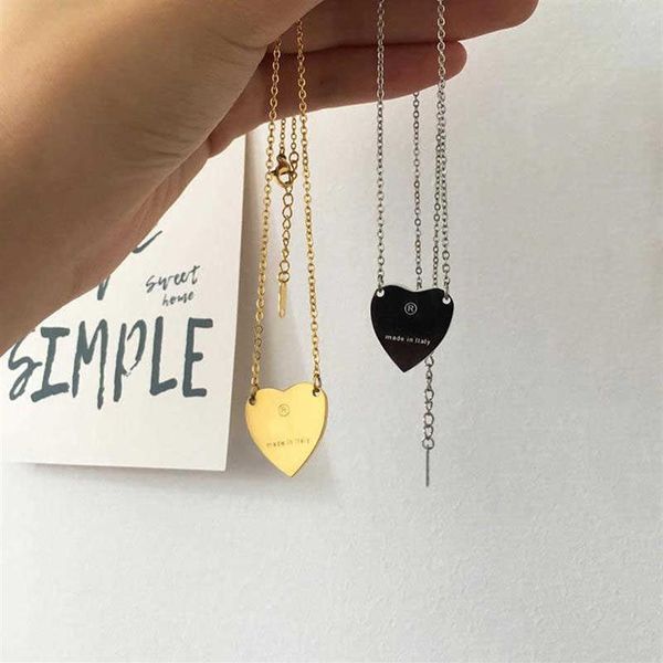 

2022 g gold heart necklace female stainless steel couple rose chain pendant jewelry on the neck gift for girlfriend accessories wh271w, Silver
