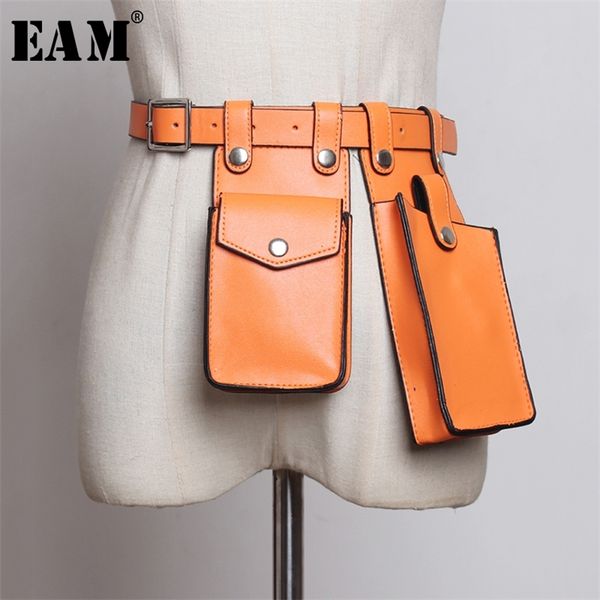 

[eam] multicolor orange mini-bag split joint pu leather belt personality women fashion all-match spring 1u220 220414, Black;brown