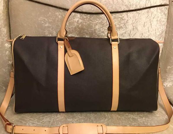 

new men duffle bag women travel bag hand luggage pu leather handbags large cross body bag totes 55cm shoulder bags suitcase