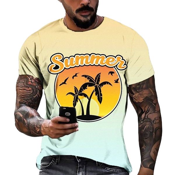 

men's tee t shirt 3d print graphic round neck casual daily 3d print short sleeve fashion designer cool comfortable yellow 29vf#, White;black