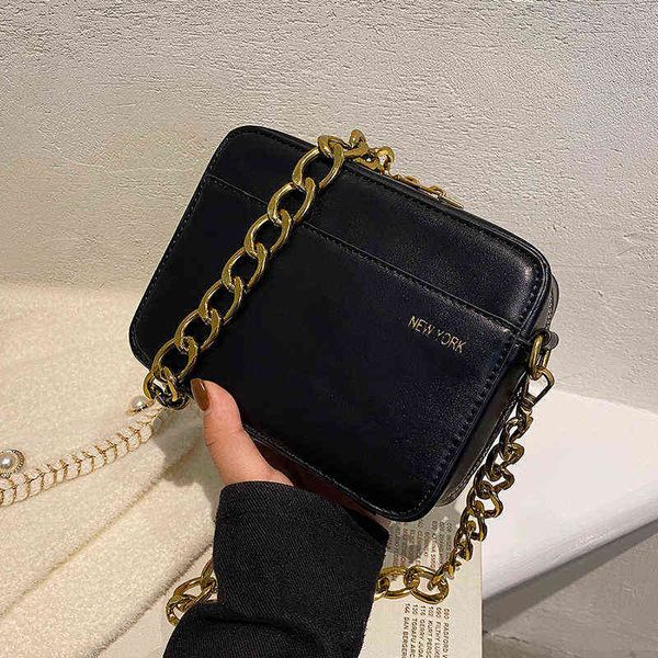 

simple style small square bag pu leather crossbody bags for women 2021 fashion luxury chain bag shoulder handbags and purses g220509