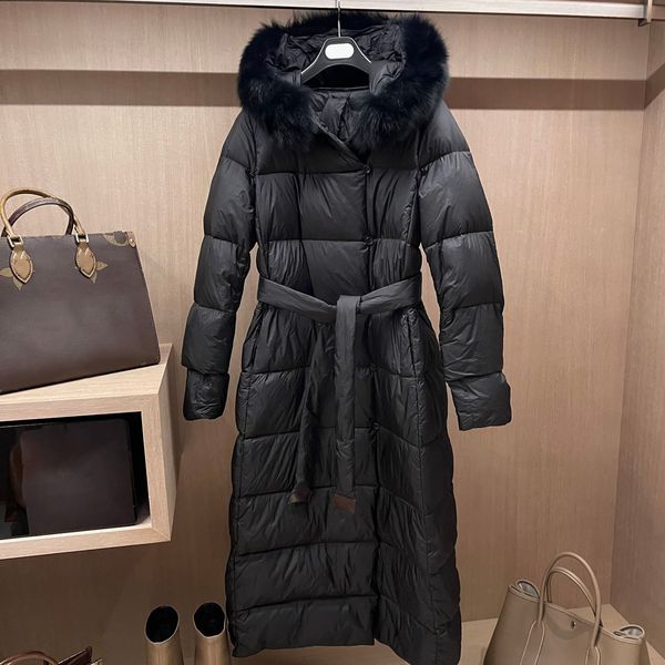 

down coat women thick real wolf fur hooded women's slim jacket winter parka ladies long parkas designer hoodies jackets warm coats 123, Black