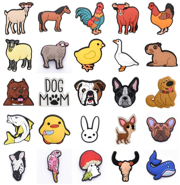 

single shoe charms animal garden shoes accessories buckle decorations for charm croc wristband kids x-mas, White;pink