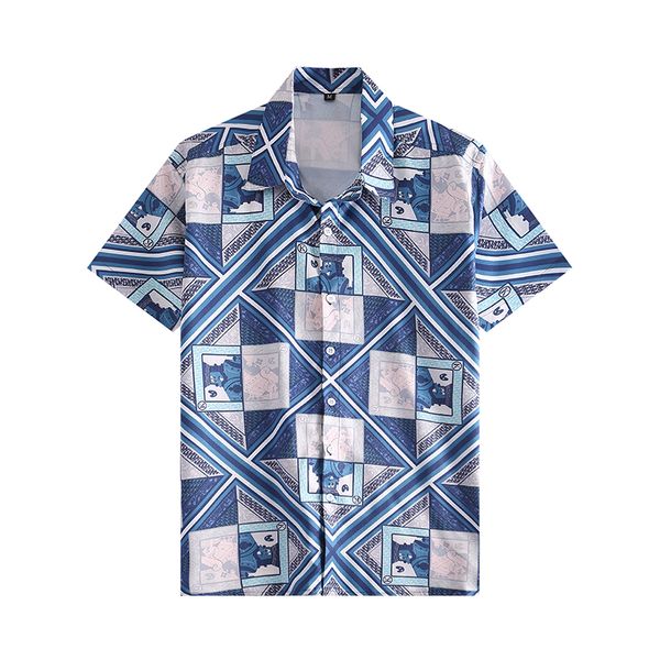 

2022 fashion summer designer men casual short sleeve hawaiian beach loose shirts y324, White;black
