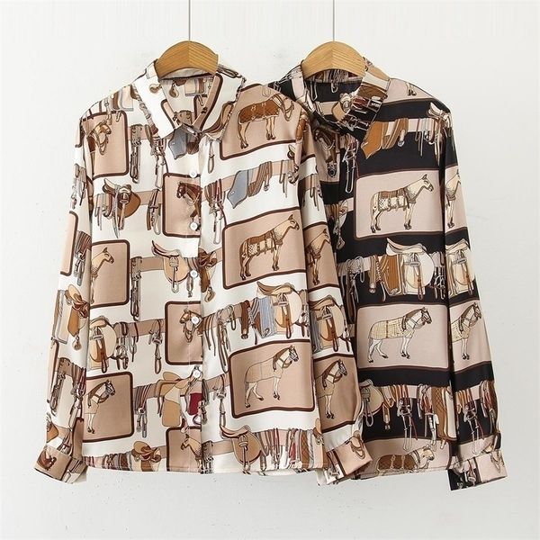 

spring women blouses vintage streetwear casual loose stretchy elastic shirts turn down collar long sleeve shirt 220402, White