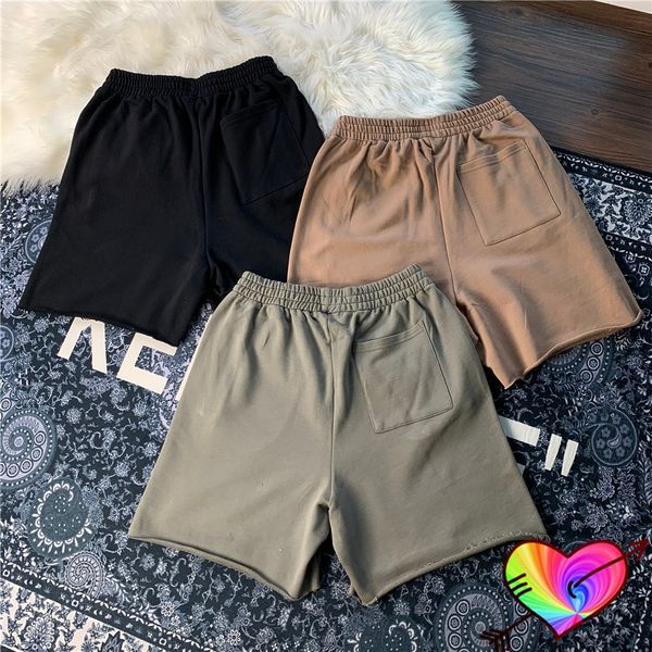 

real pics 2022 blank shorts men women 1 zipper pockets terry cotton hip hop solid