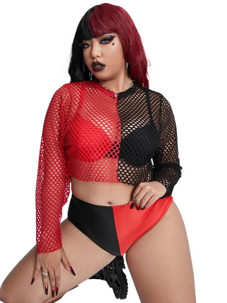 

plus 3pack two tone push up bikini swimsuit & cover up 75y4#, White;black