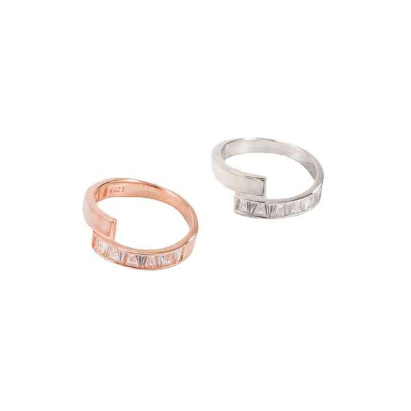 

f130 t home opening s925 silver ring female non fading cross ins design sense of minority crystal ring